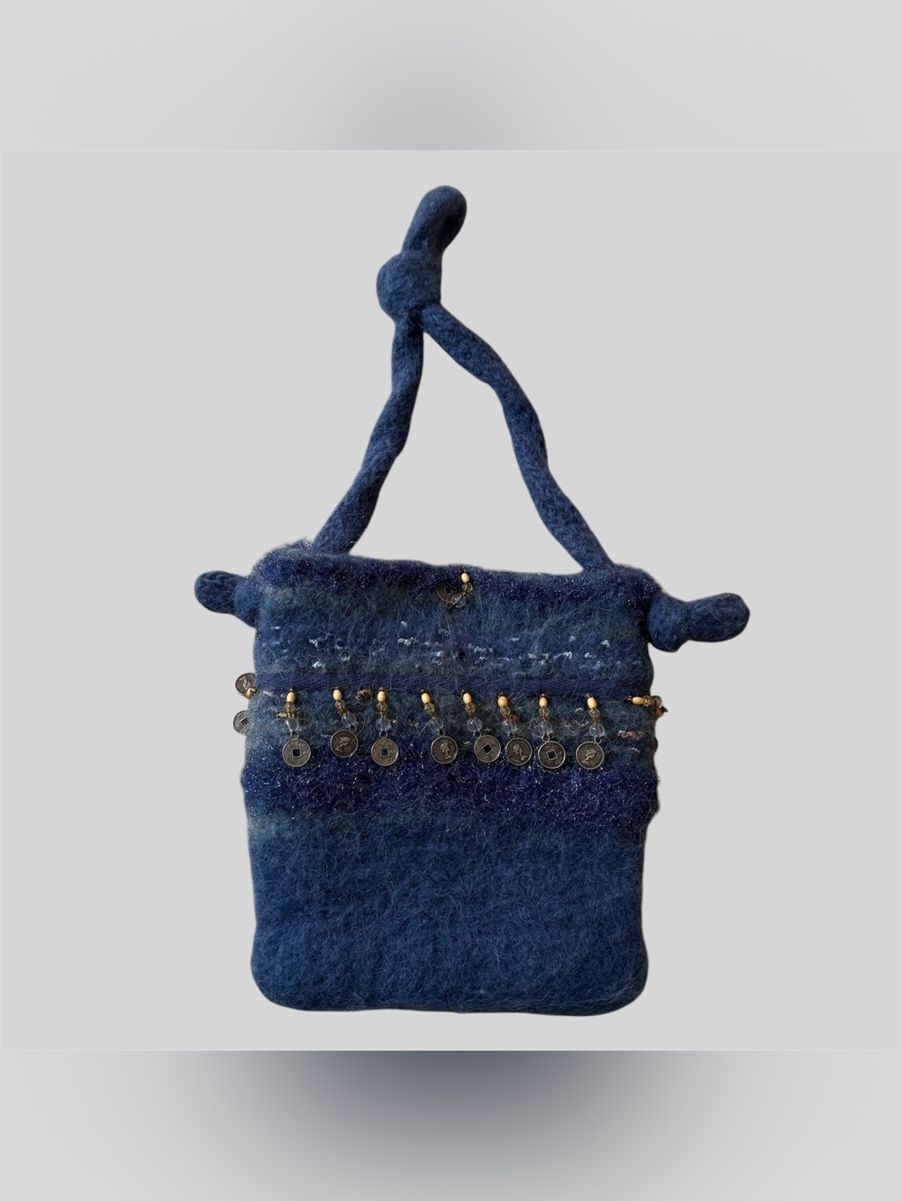 Handmade One-of-a-Kind Embellished Felted Wool Bag